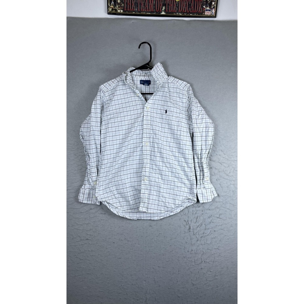 Ralph Lauren Shirt Boys Large 14-16 White Button Down Long Sleeve Pony Logo